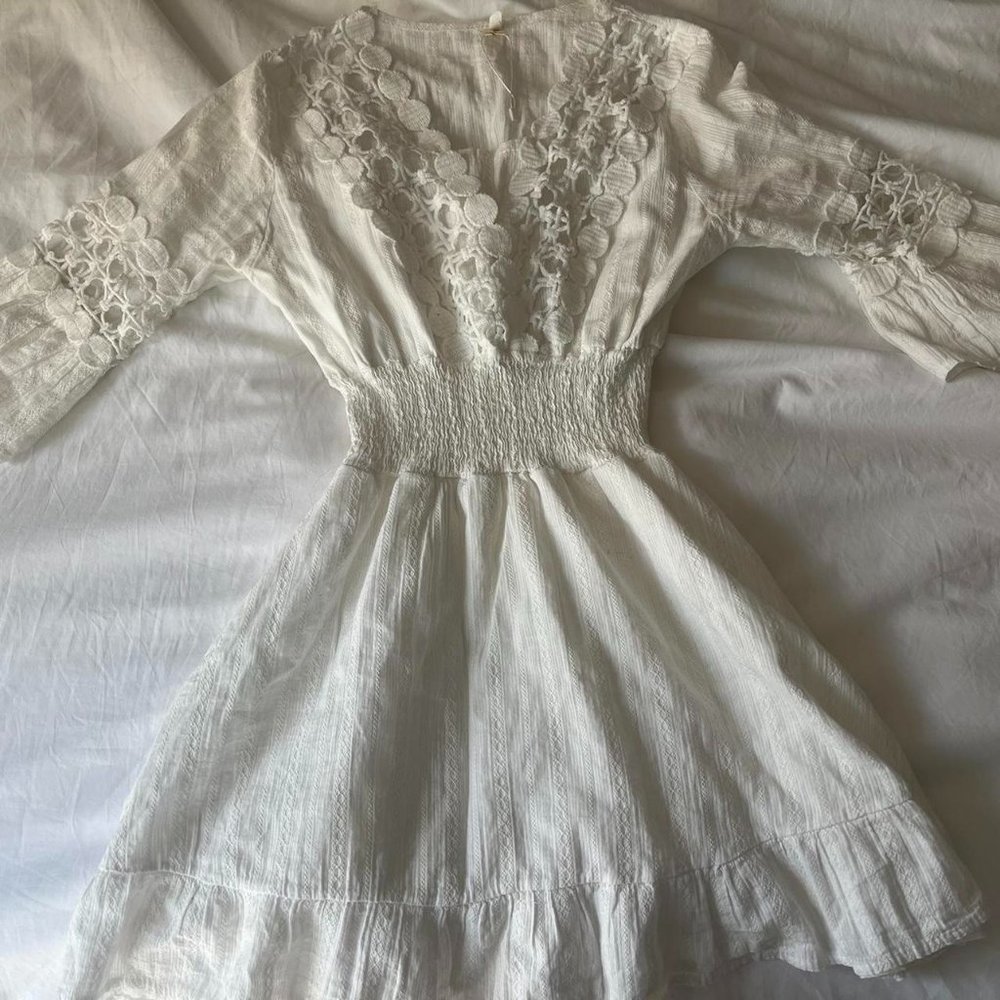 White Mini Half Sleeve Dress